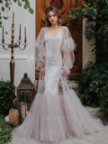 Luxury 3 colors Layered Tulle Sheer Robe Dress | Couture Ruffle Boudoir Robe Set Pale pink
