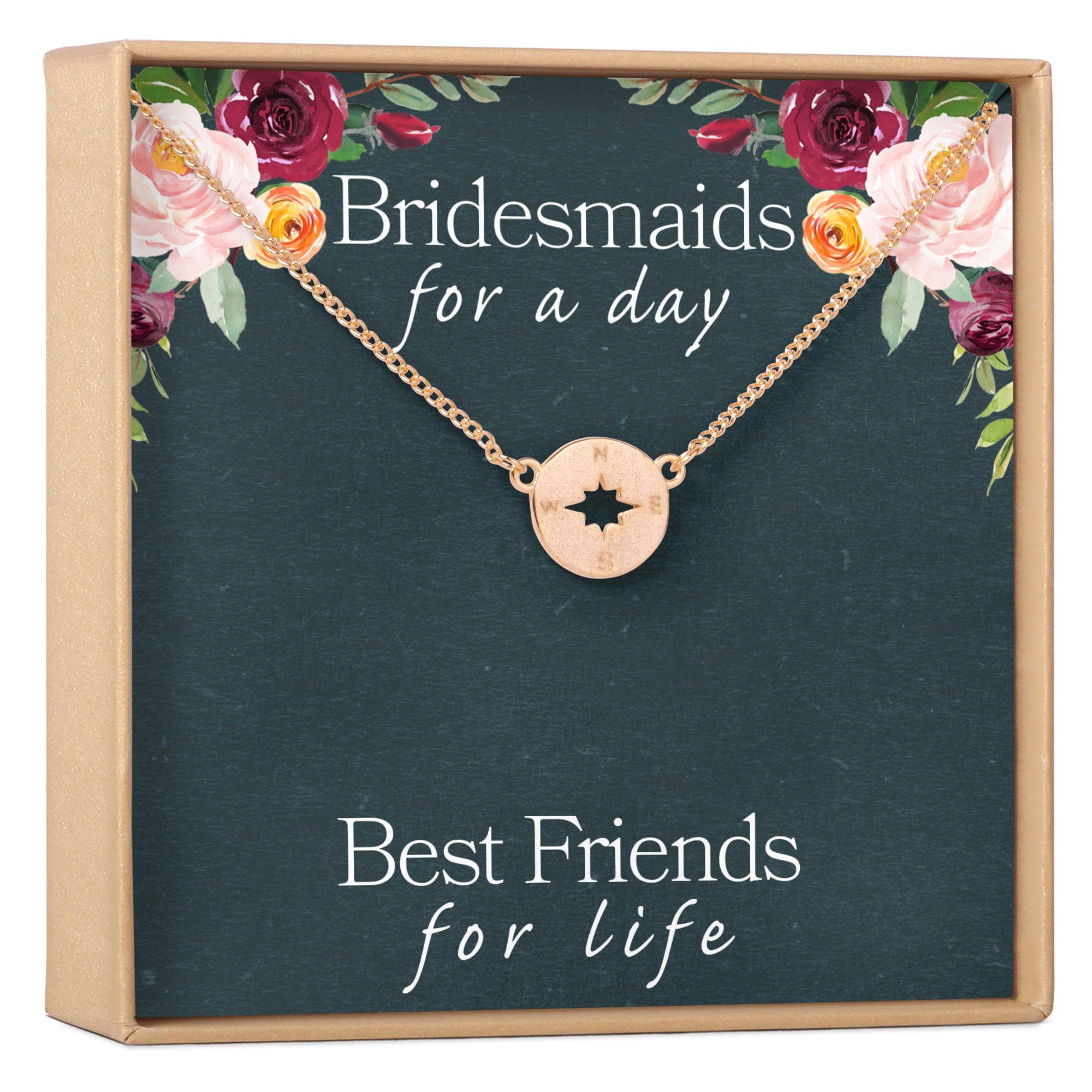 Bridesmaids Necklace, Multiple Styles Compass Rose Gold