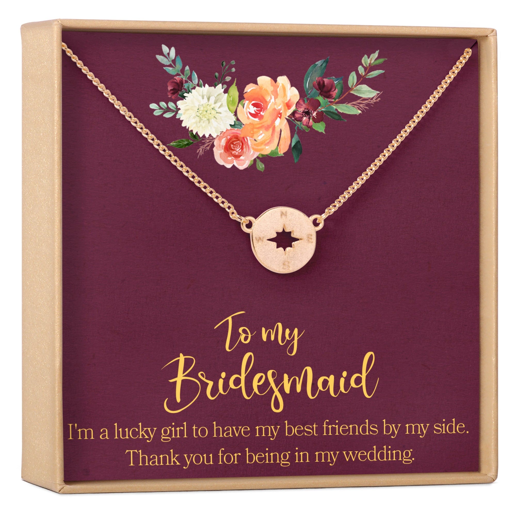 Bridesmaids Necklace, Multiple Styles Compass Rose Gold