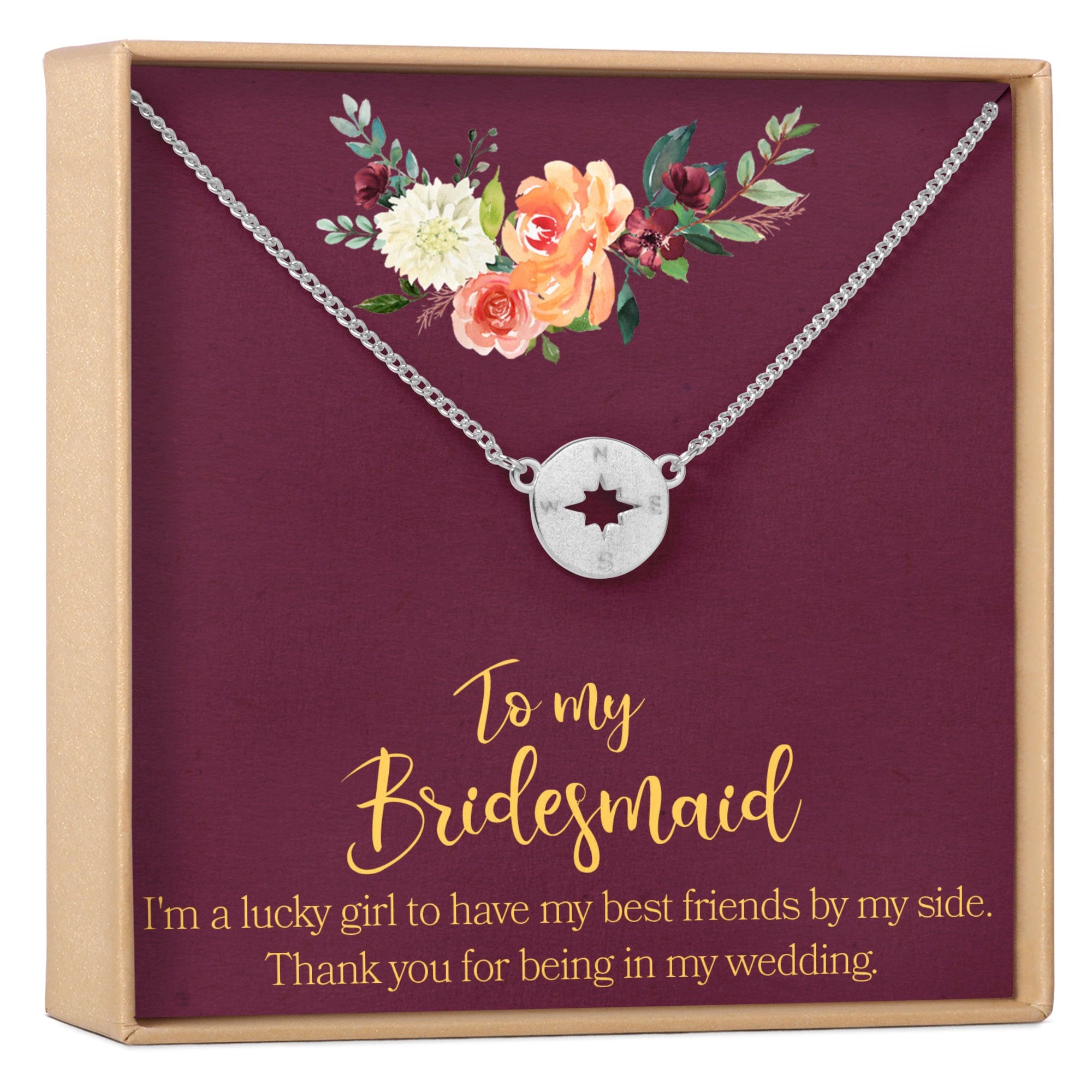 Bridesmaids Necklace, Multiple Styles Compass Silver