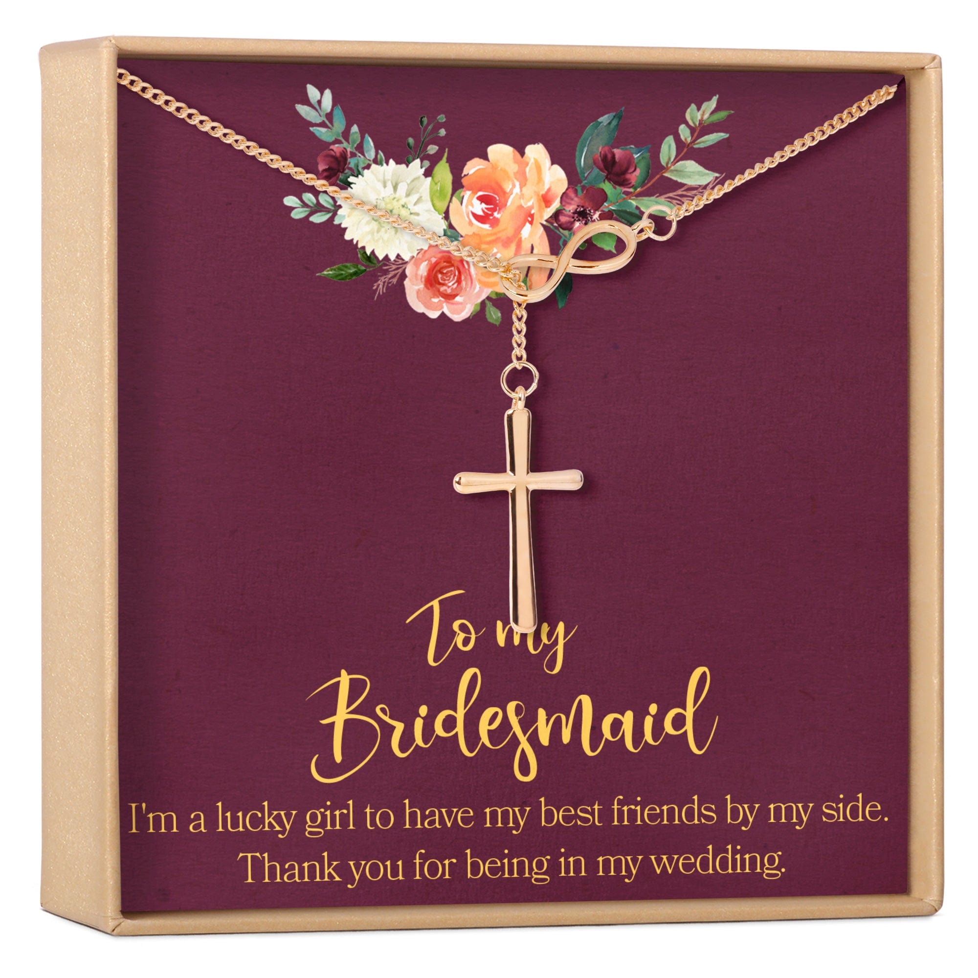 Bridesmaids Necklace, Multiple Styles Infinity Cross Rose Gold