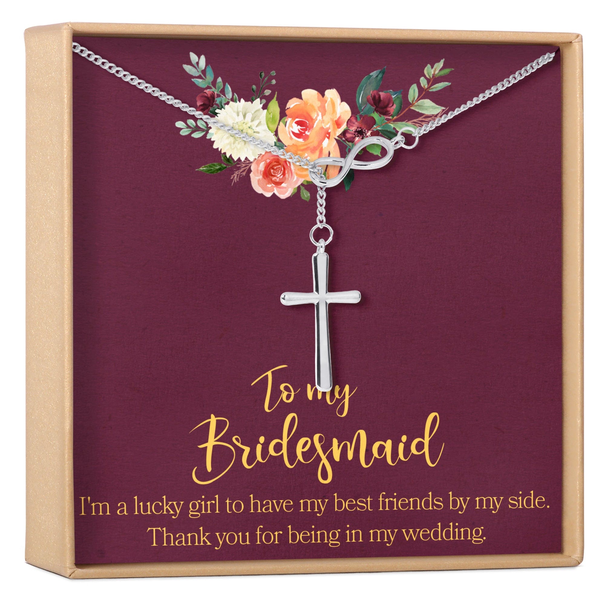 Bridesmaids Necklace, Multiple Styles Infinity Cross Silver
