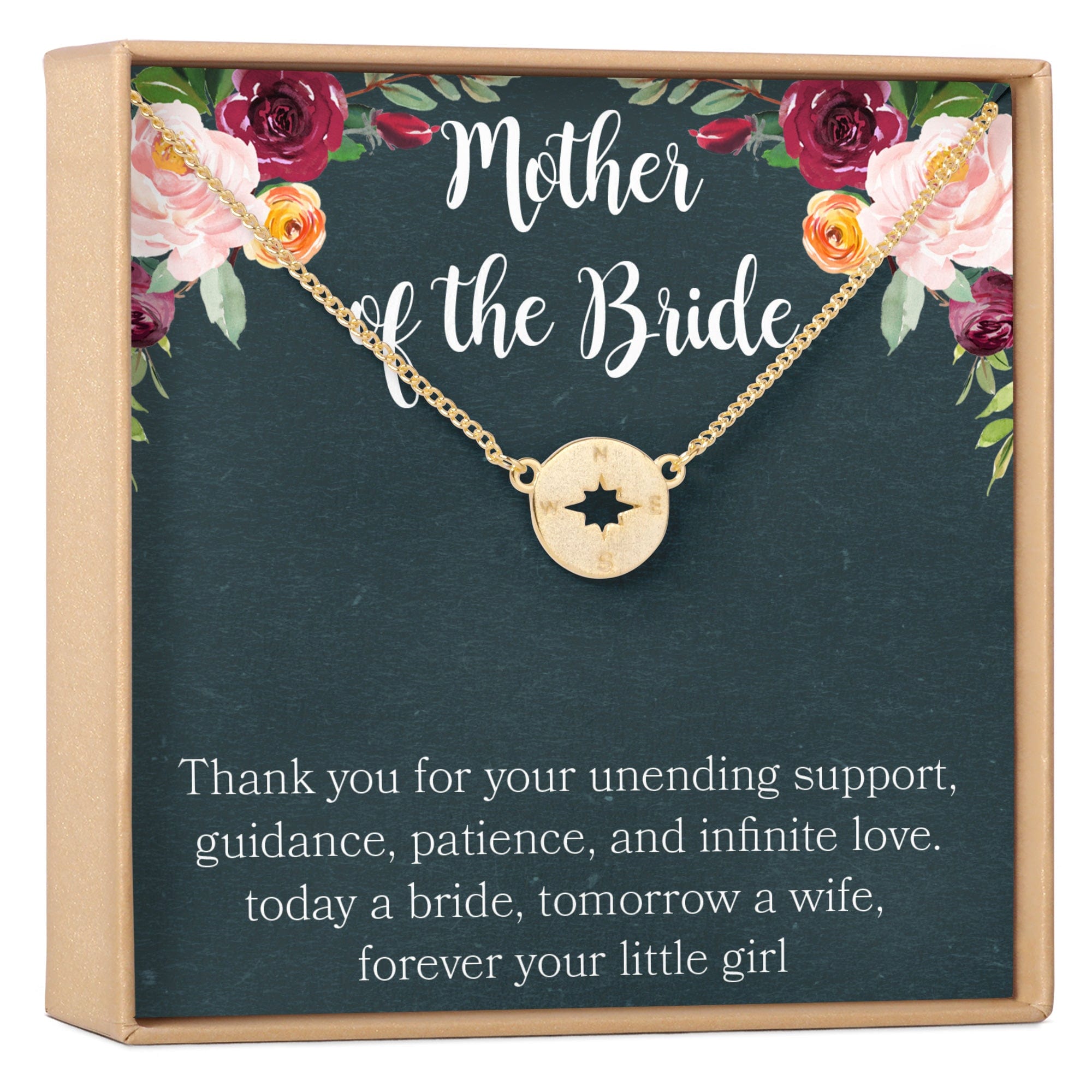 Mother of the Bride Necklace, Multiple Styles Compass Gold