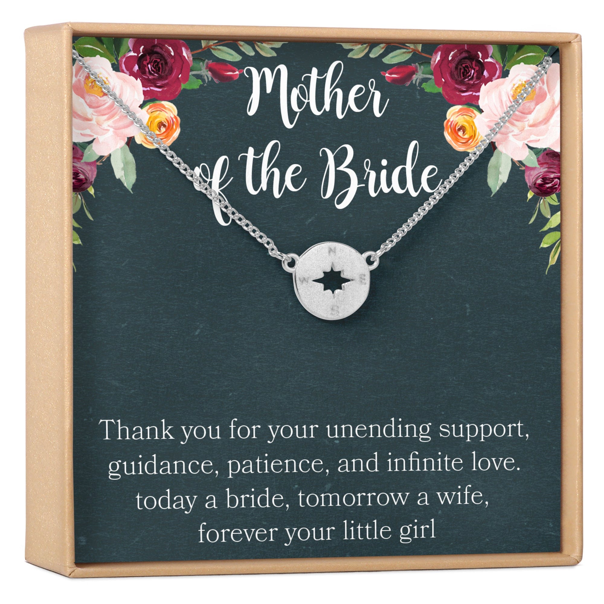 Mother of the Bride Necklace, Multiple Styles Compass Silver