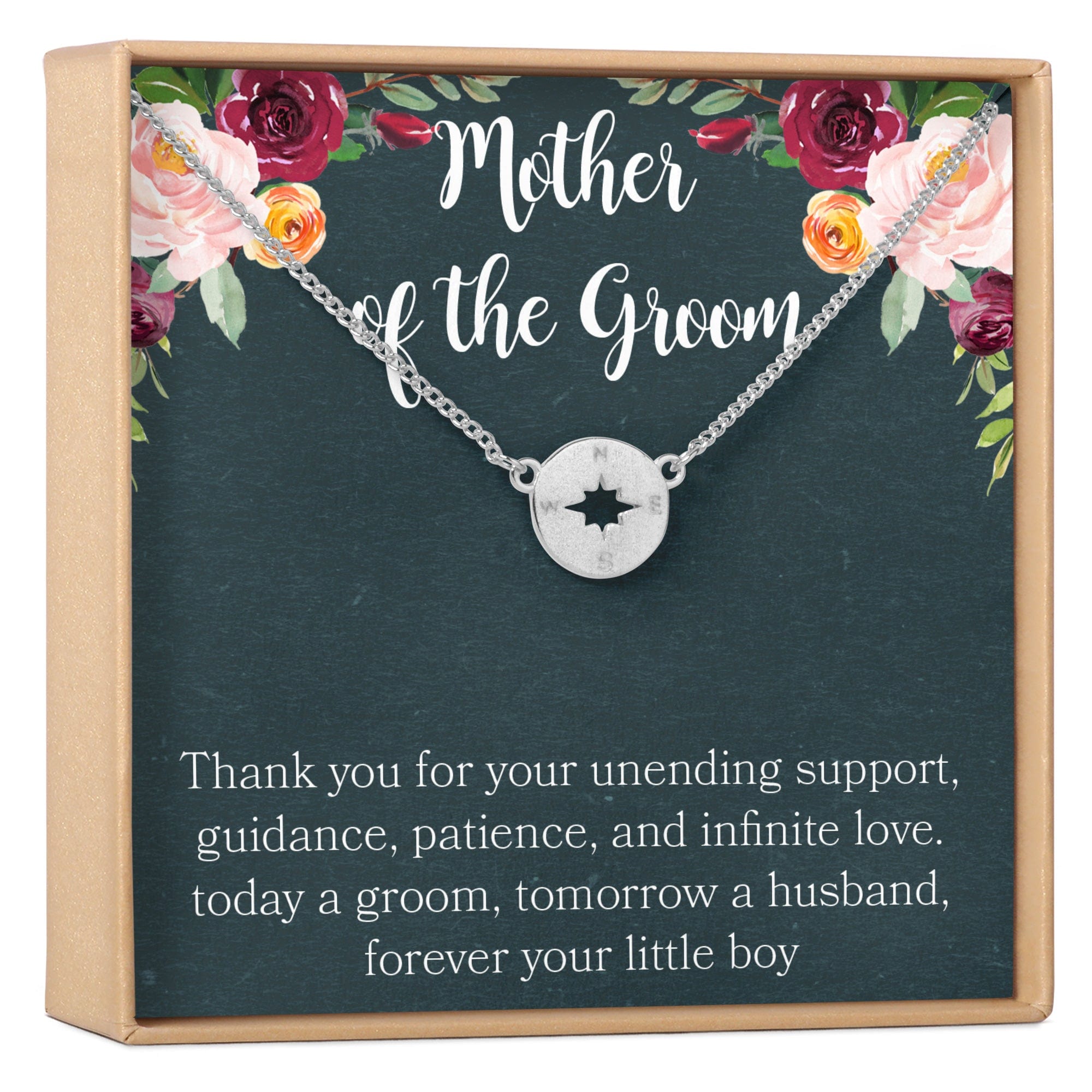 Mother of the Groom Necklace, Multiple Styles Compass Silver