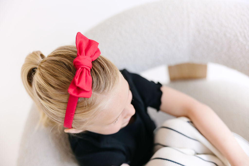 Pink Solid Bow Headband