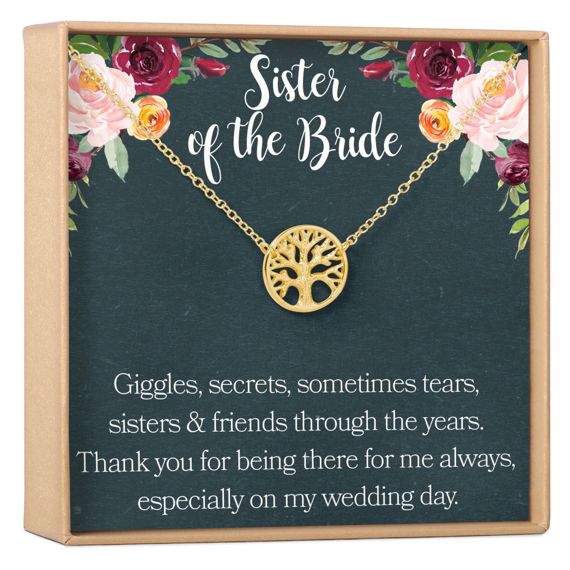 Sister of the Bride Necklace Multiple Styles Tree Gold