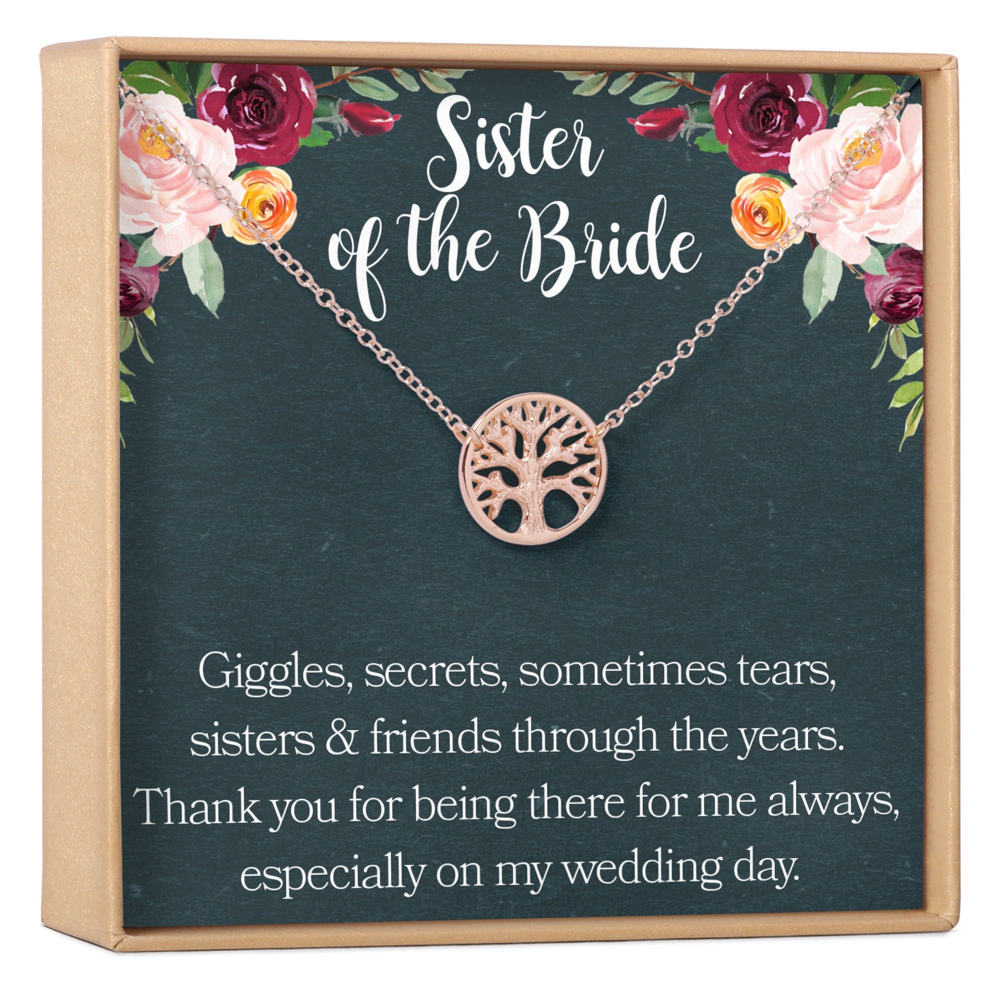 Sister of the Bride Necklace Multiple Styles Tree Rose Gold