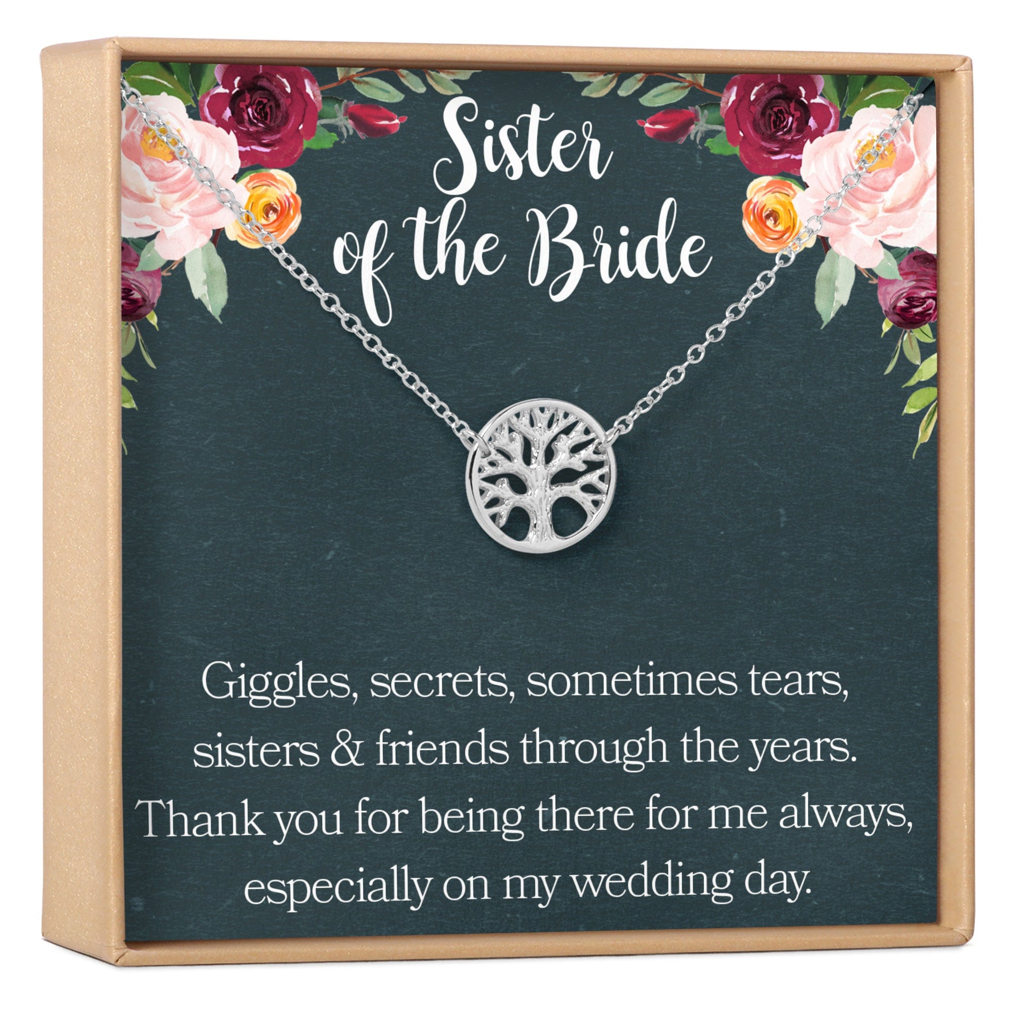 Sister of the Bride Necklace Multiple Styles Tree Silver