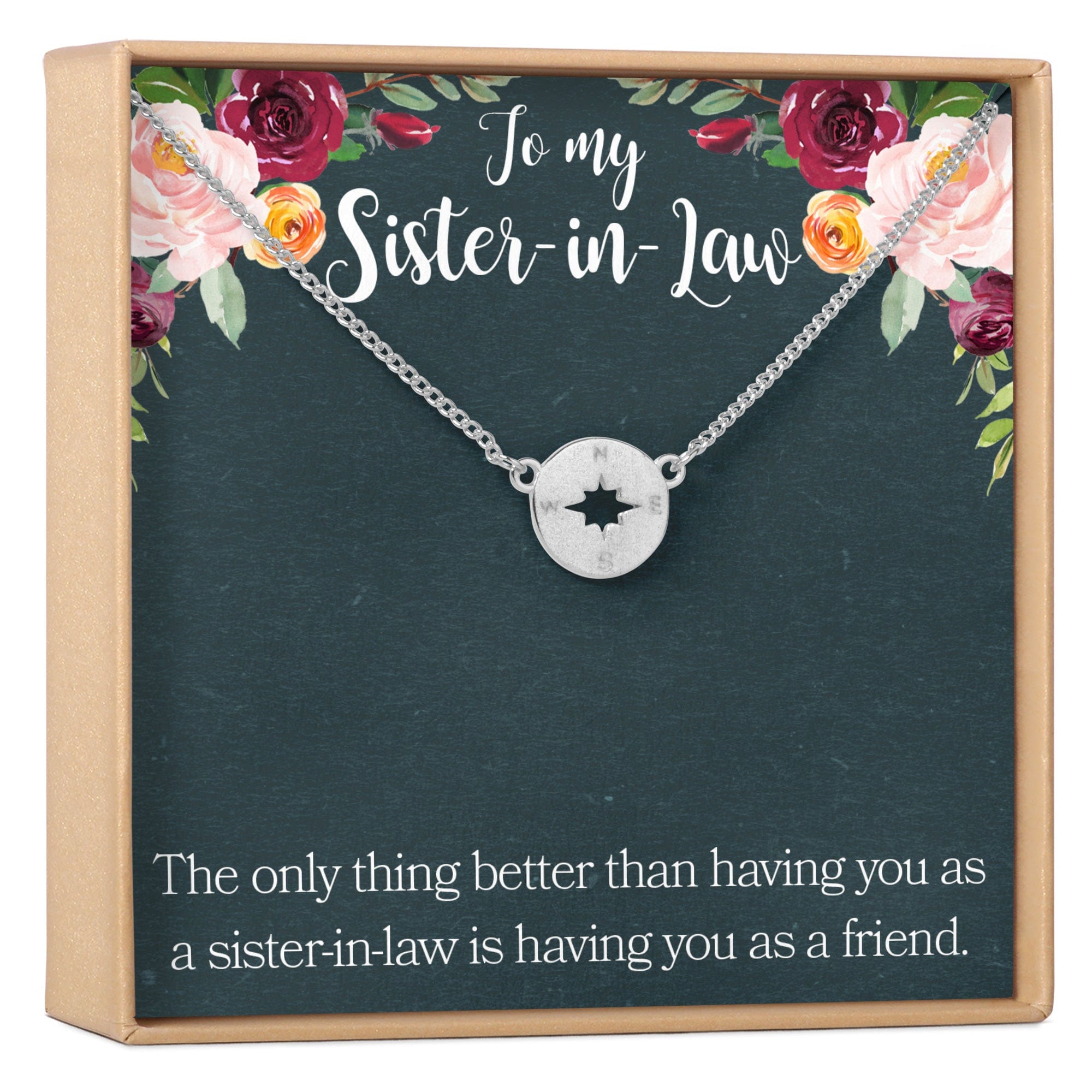 Sister of the Groom Necklace, Multiple Styles Compass Silver