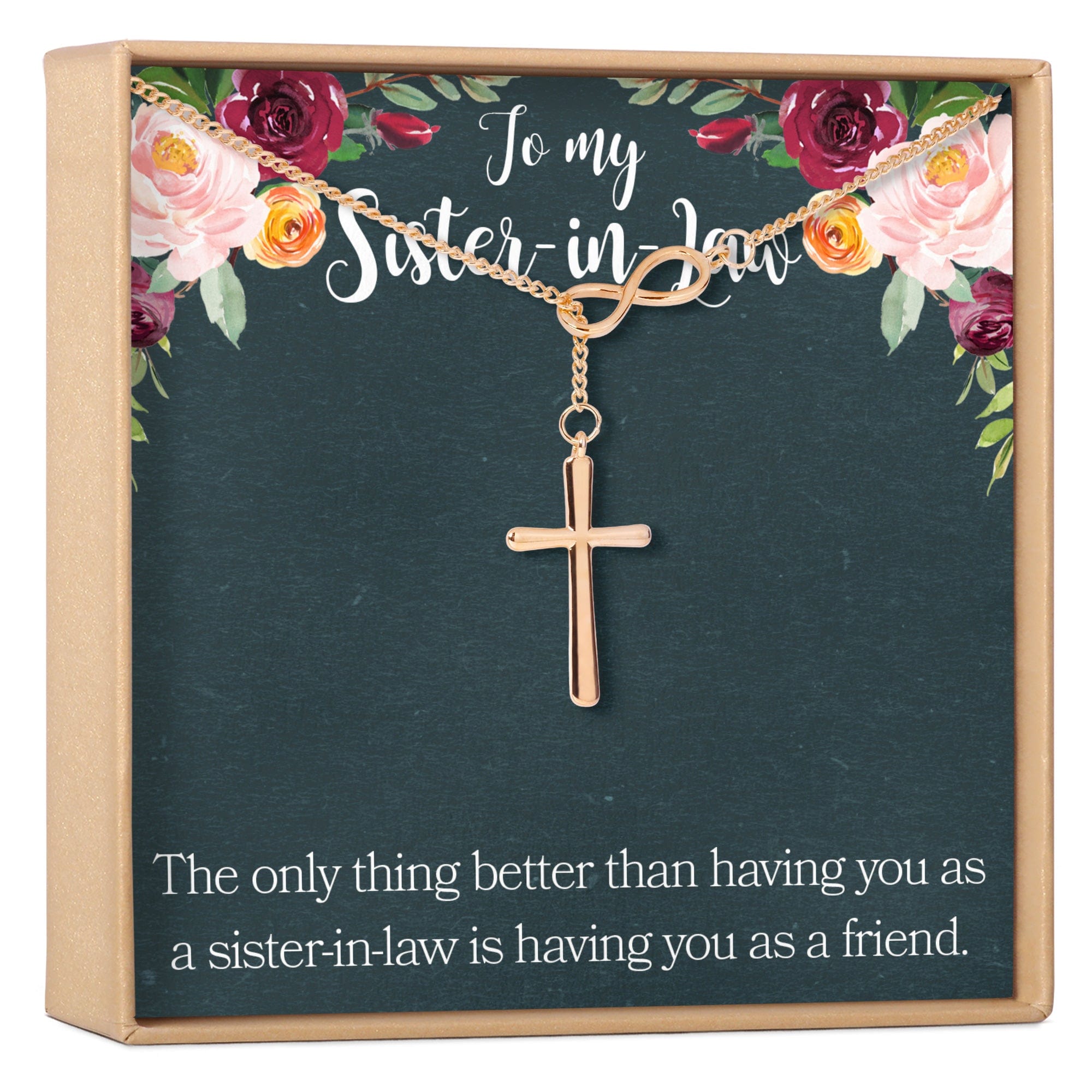 Sister of the Groom Necklace, Multiple Styles Infinity Cross Rose Gold