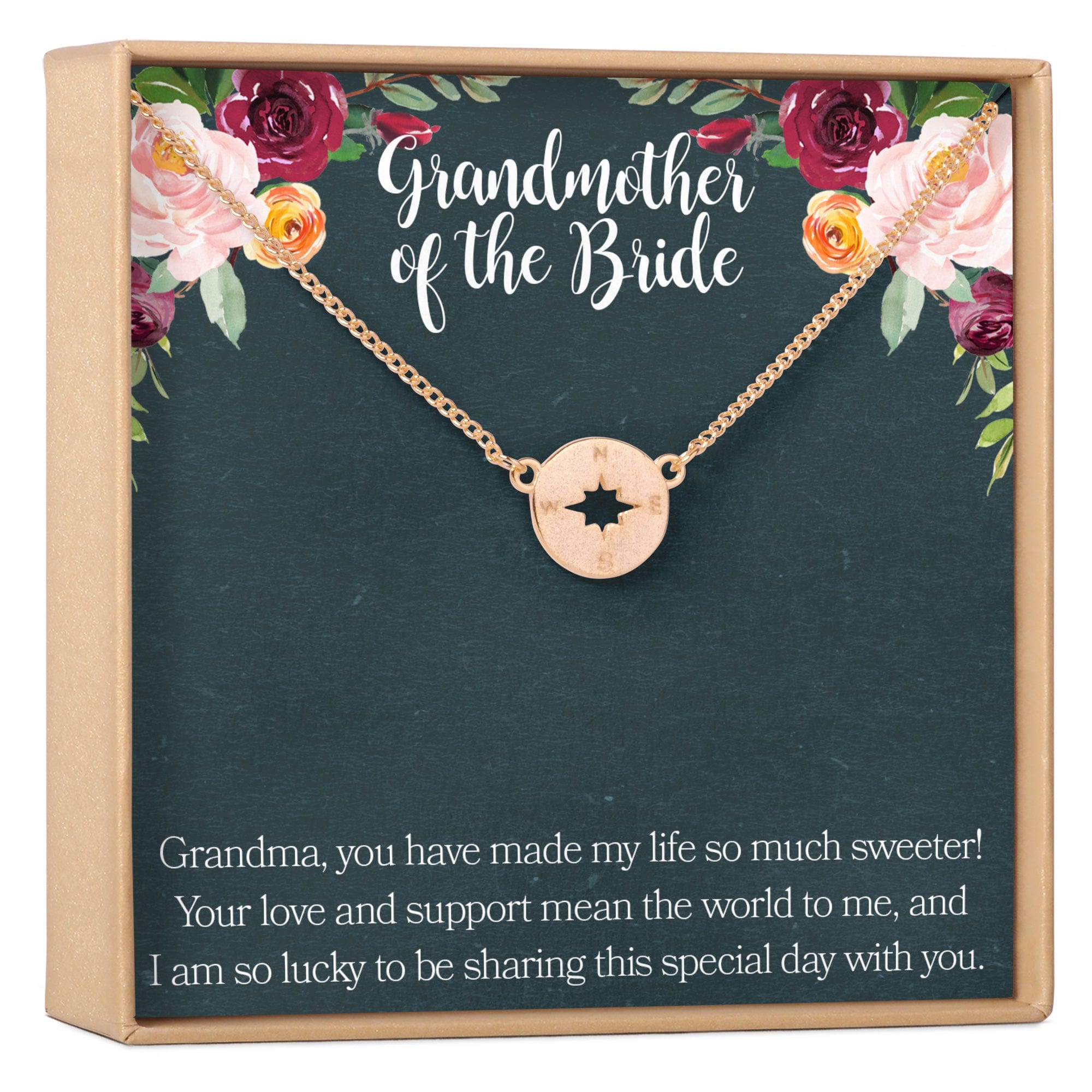 Grandmother of the Bride Necklace, Multiple Styles Compass Rose Gold