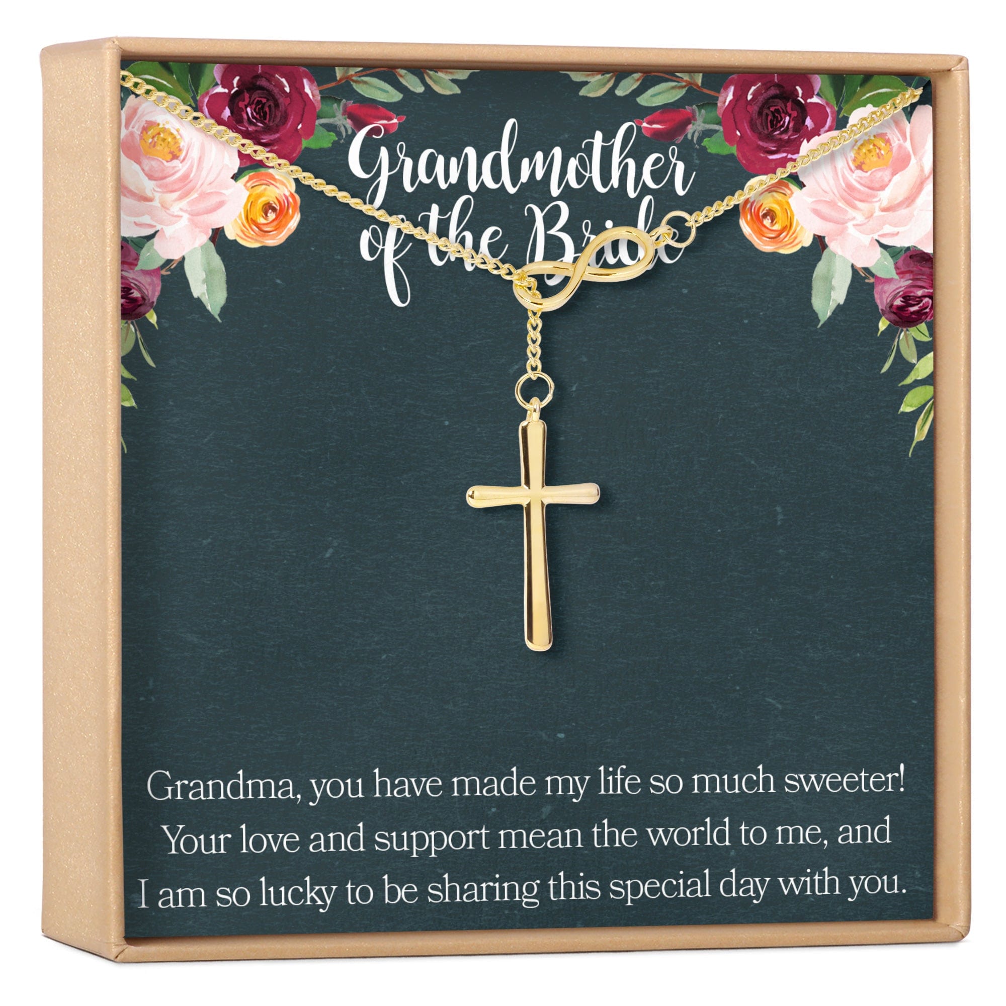 Grandmother of the Bride Necklace, Multiple Styles Infinity Cross Gold