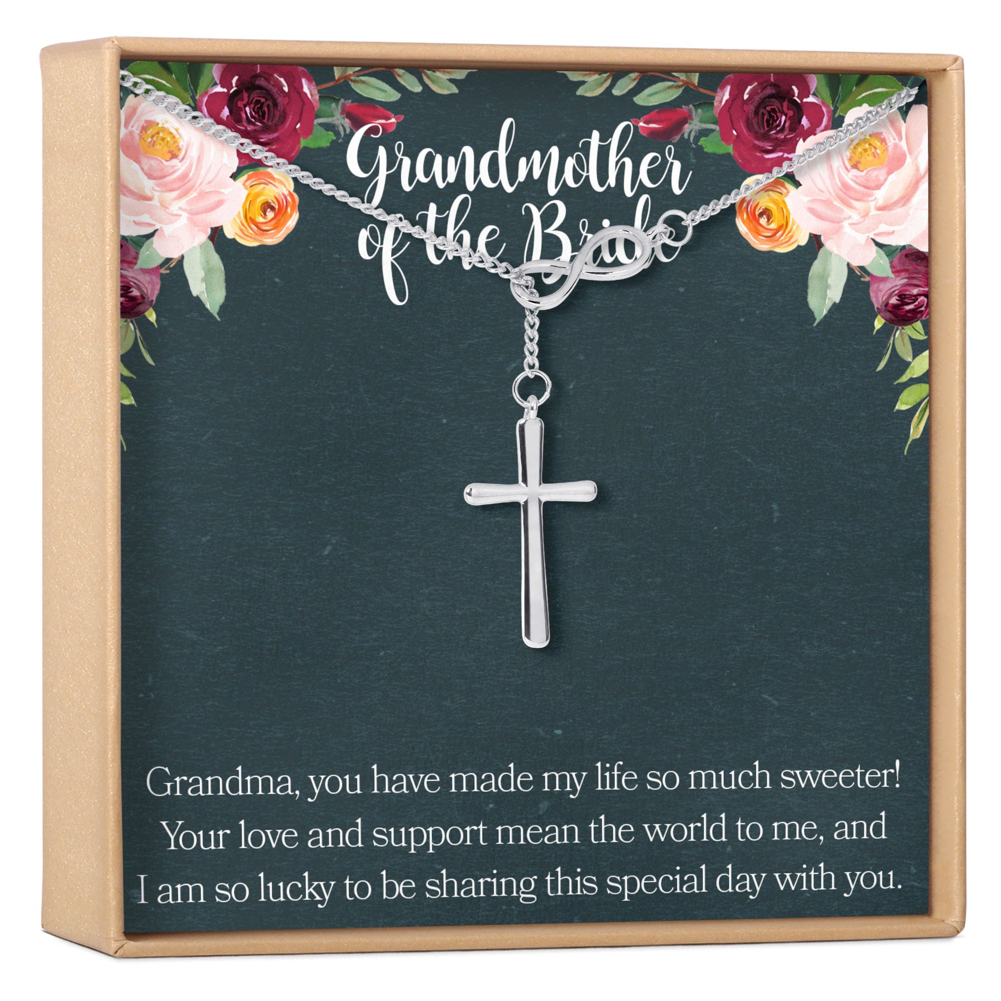Grandmother of the Bride Necklace, Multiple Styles Infinity Cross Silver