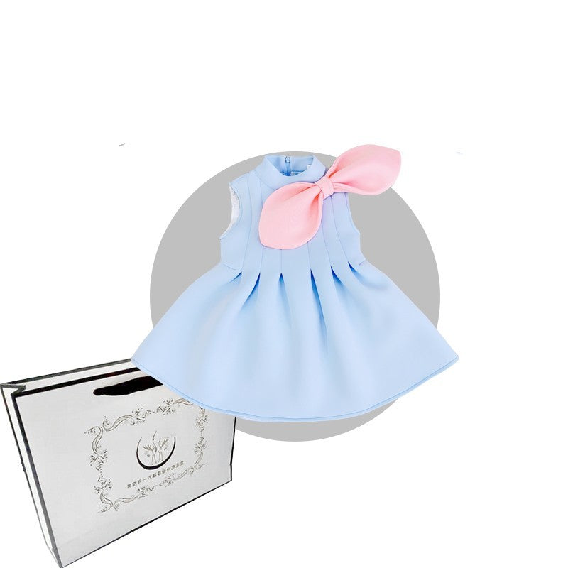 Girls' Tank Top Dress Fashion Light Luxury Bow Light Blue