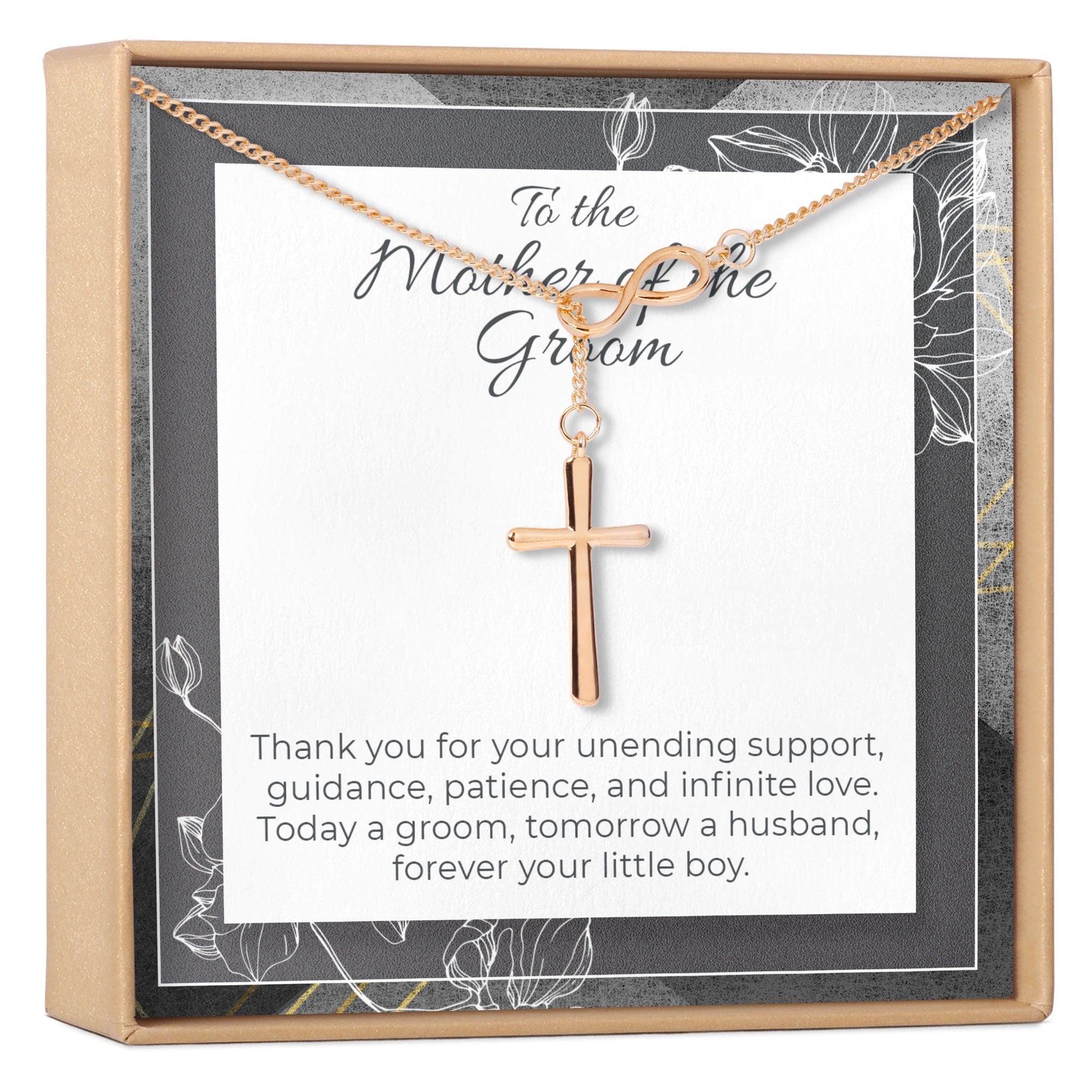 Mother of the Groom Necklace, Multiple Styles Infinity Cross Rose Gold