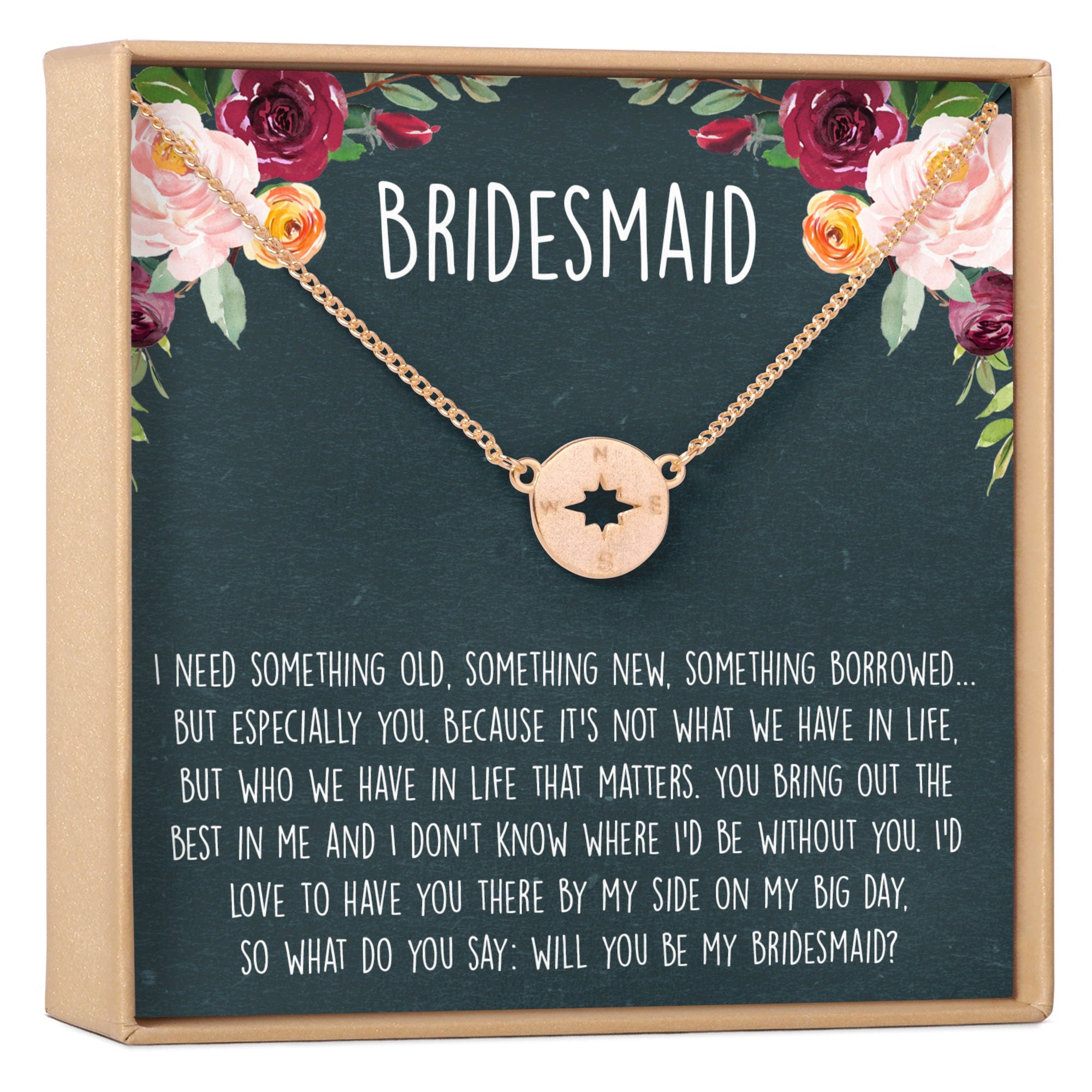 Bridesmaids Necklace, Multiple Styles Compass Rose Gold