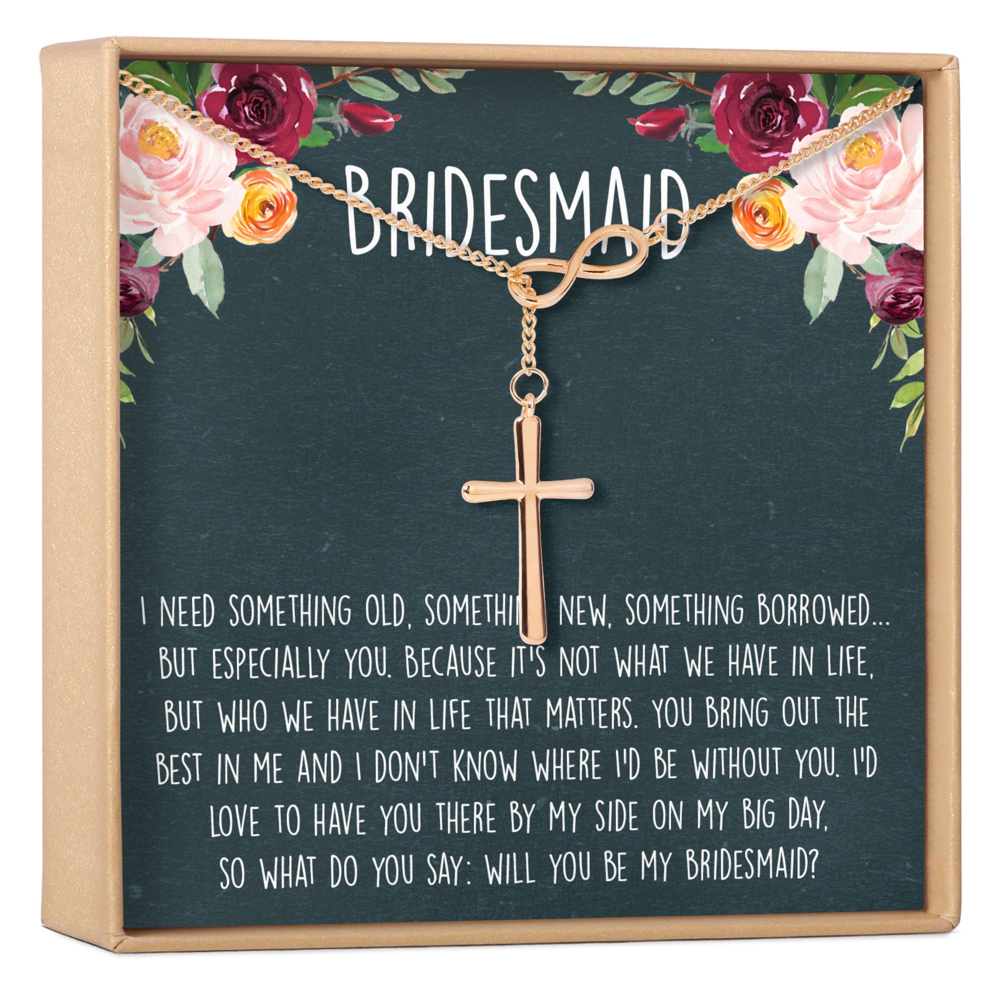 Bridesmaids Necklace, Multiple Styles Infinity Cross Rose Gold