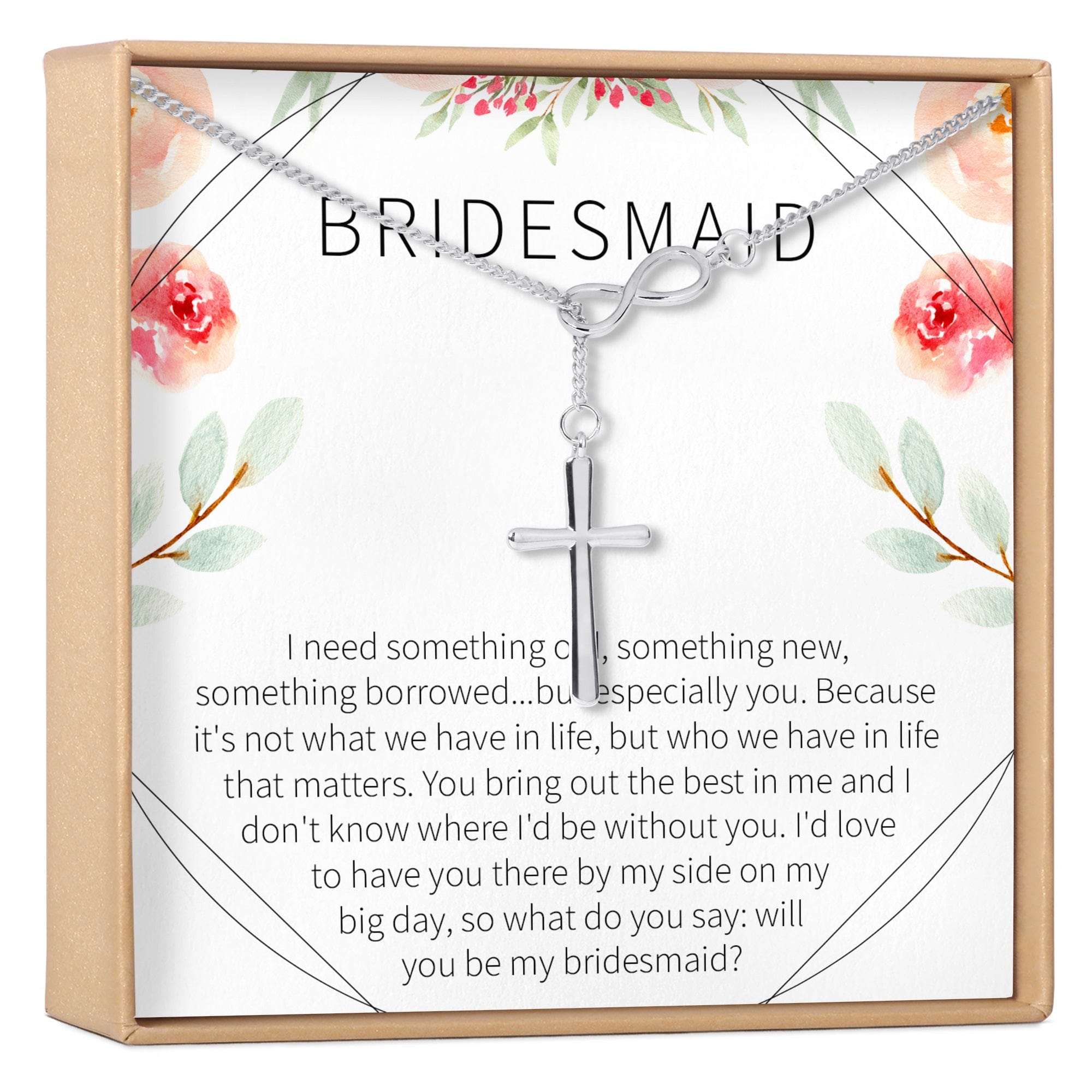 Bridesmaids Necklace, Multiple Styles Infinity Cross Silver