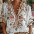 Women's Artistic Retro V-Neck Short-Sleeve Top – 3D Print SJW021