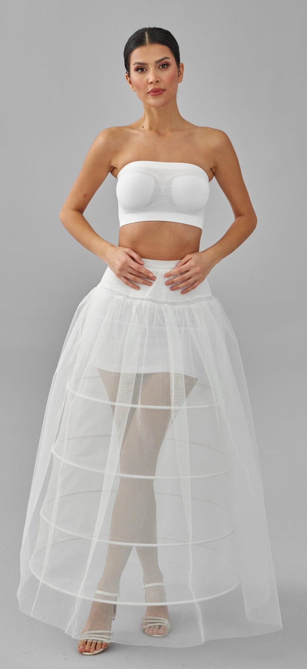 Crinoline, Wedding Dress Underskirt, White Petticoat Skirt, Four Hoop Skirt