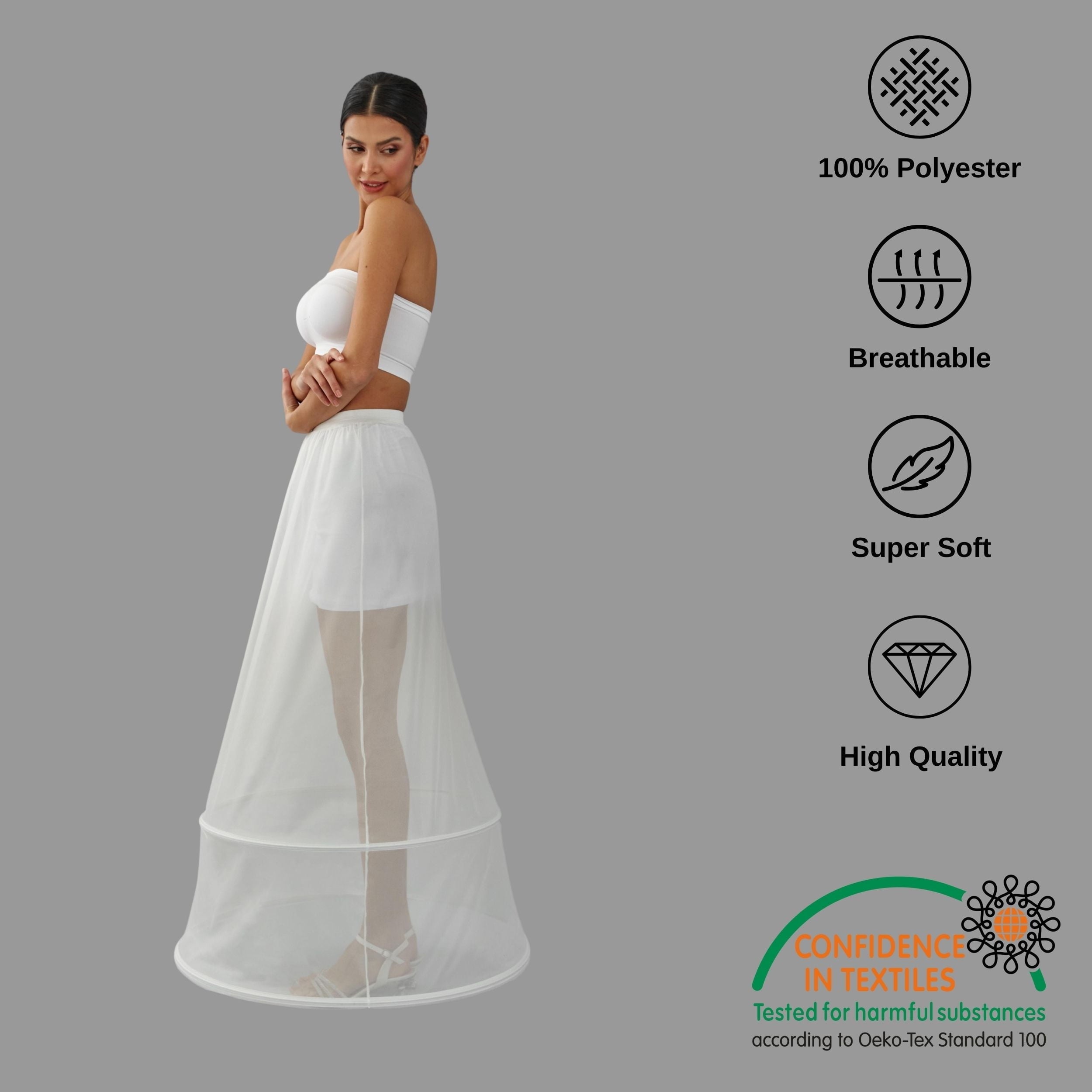Two Hoop Skirt , A-line Wedding Dress Underskirt, White Petticoat