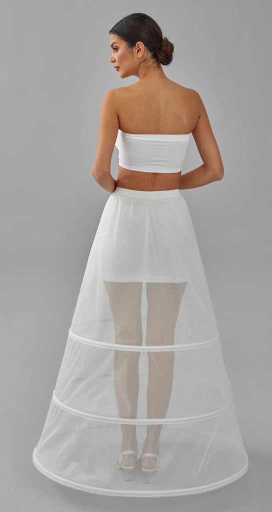 A-line Wedding Dress Underskirt, White Petticoat Skirt, Three Hoop Skirt