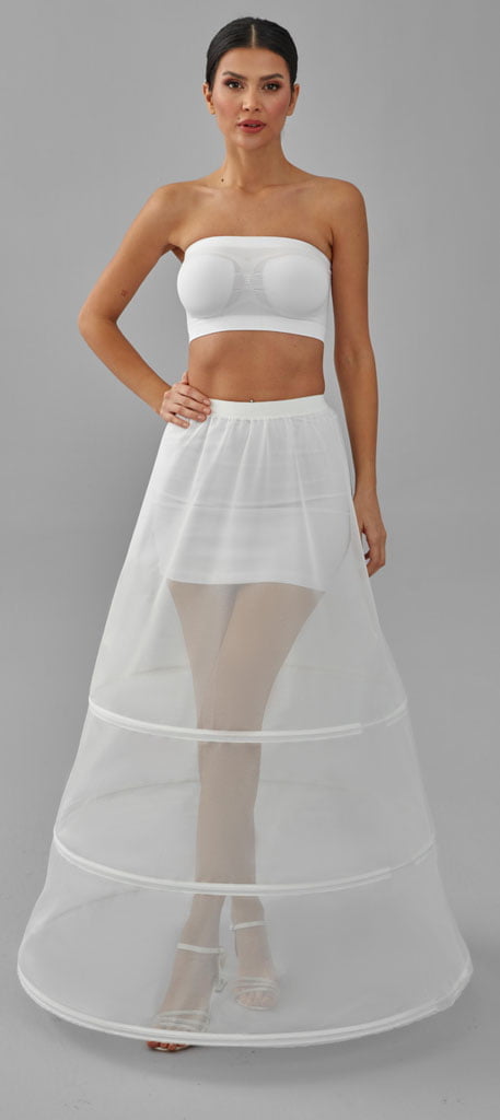 A-line Wedding Dress Underskirt, White Petticoat Skirt, Three Hoop Skirt