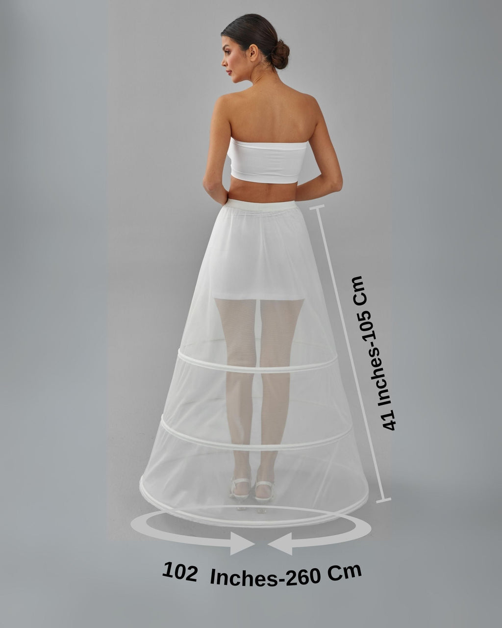 A-line Wedding Dress Underskirt, White Petticoat Skirt, Three Hoop Skirt