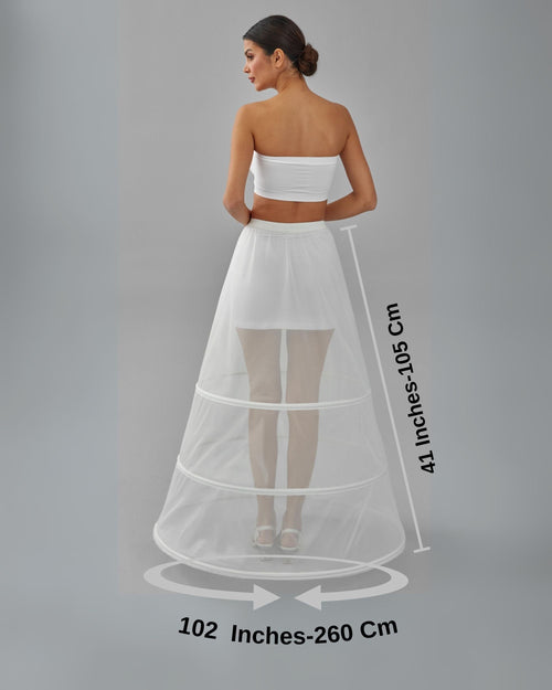 A-line Wedding Dress Underskirt, White Petticoat Skirt, Three Hoop Skirt