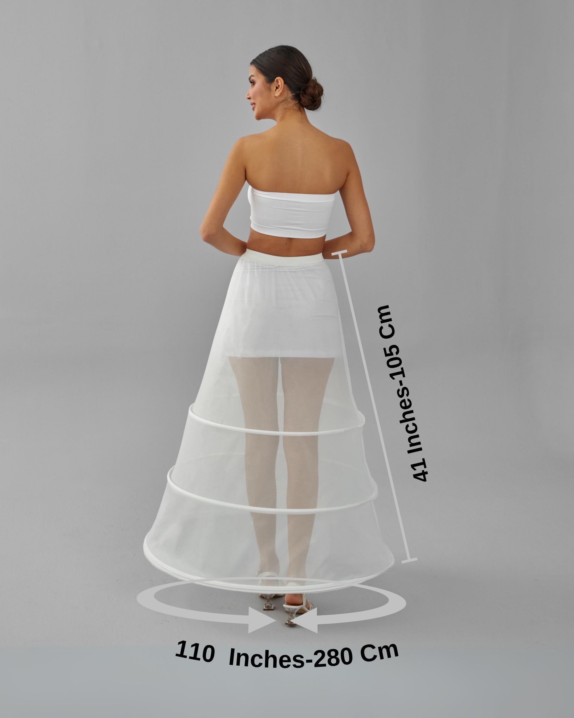 A-line Wedding Dress Underskirt, White Petticoat Skirt, Wide Hoop Skirt