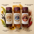 Honey Trio 3-Pack Gift Set - Raw, Hot & Vanilla Honey | Small Batch Farm Grown | Lady May