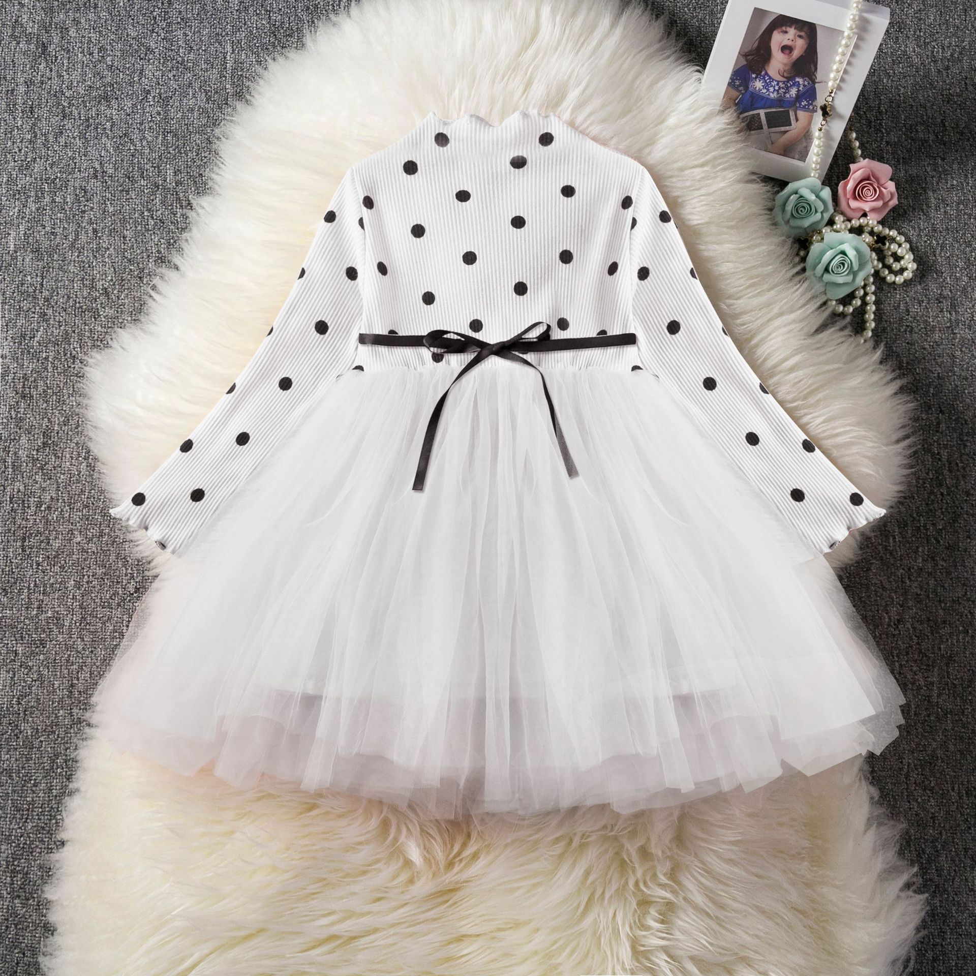 Baby Girls Spring Winter Long Sleeve Tutu Lace Dresses Infantil Newborn 1st Birthday Party Clothes Christening Gown Casual Wear White