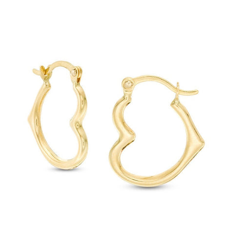 14K Gold Heart Hoop Earrings Lightweight Romantic Gift
