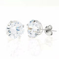 14K White Gold Simulated Diamond Round Stud Earrings 8MM