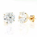 14K Yellow Gold Simulated Diamond Round Stud Earrings 7MM