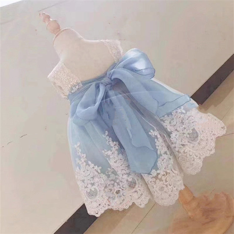 Baby Girl Princess Dress Birthday Dress Ocean Blue Summer Dress