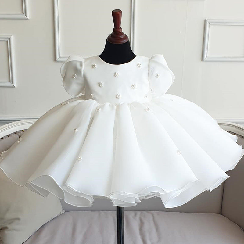 First Birthday Party Dress Baby Tutu Performance White wedding princess dress