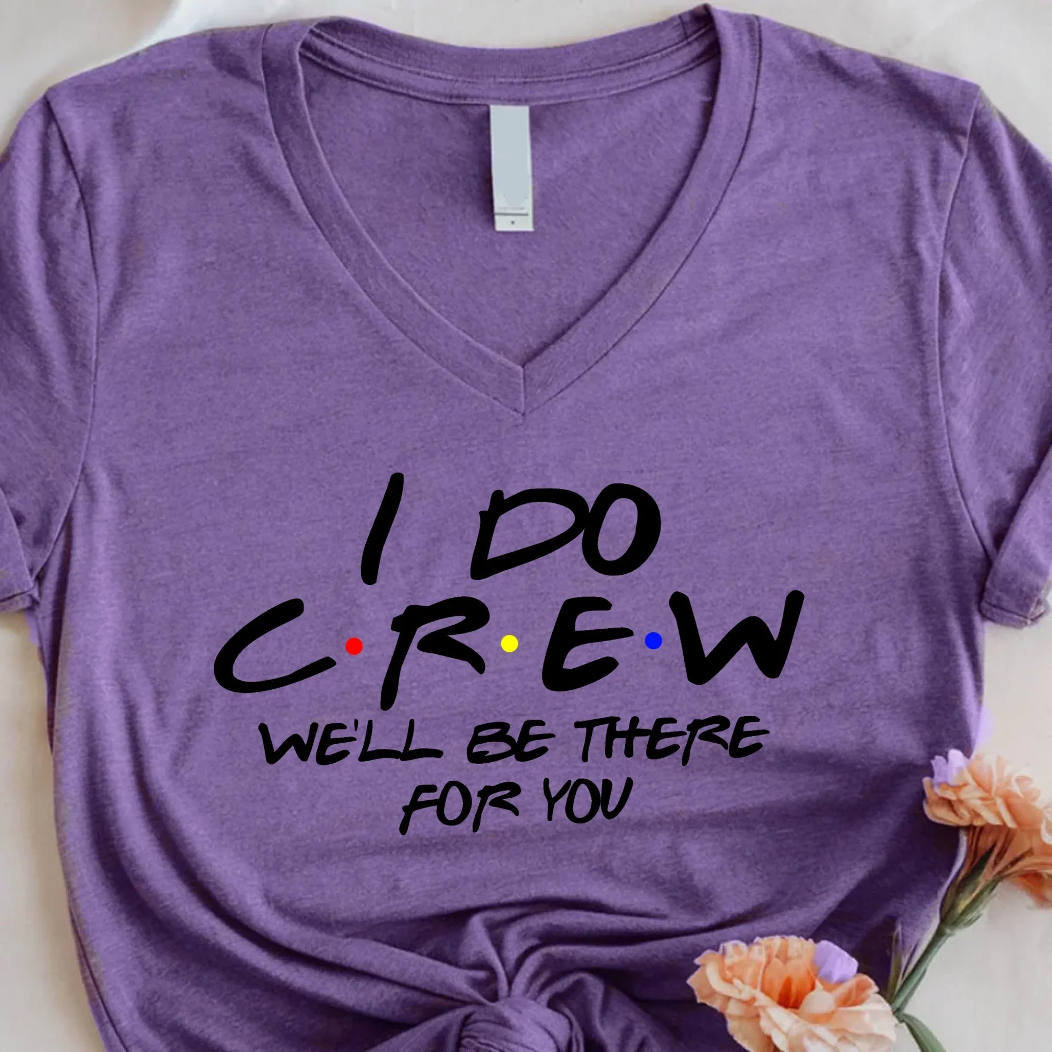 💎 Bachelorette Party Shirts Bride, I Do Crew V-Neck Tee 🍾 Crew Heather Purple