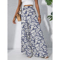 Women’s Printed High‑Waist Wide‑Leg Palazzo Pants Blue