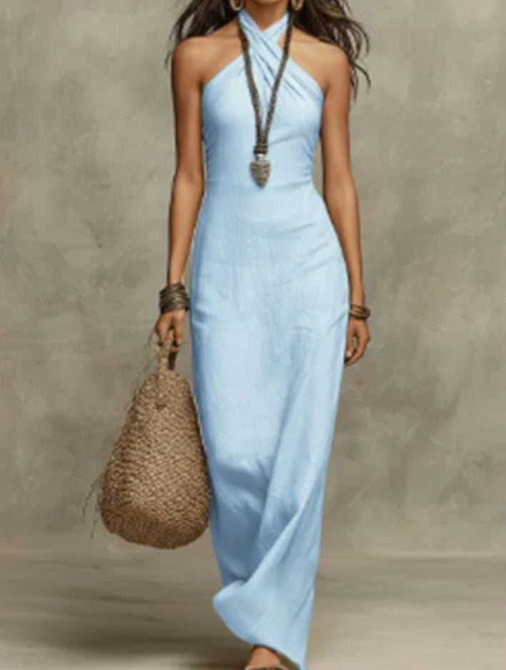 Women's Plus Size Jumpsuit – Casual Solid Color Relaxed Fit Blue