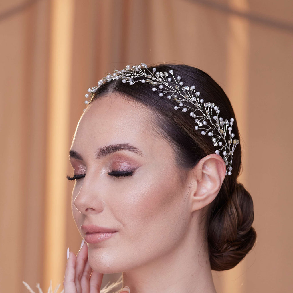 Crystal and Pearl Bridal Hairvine