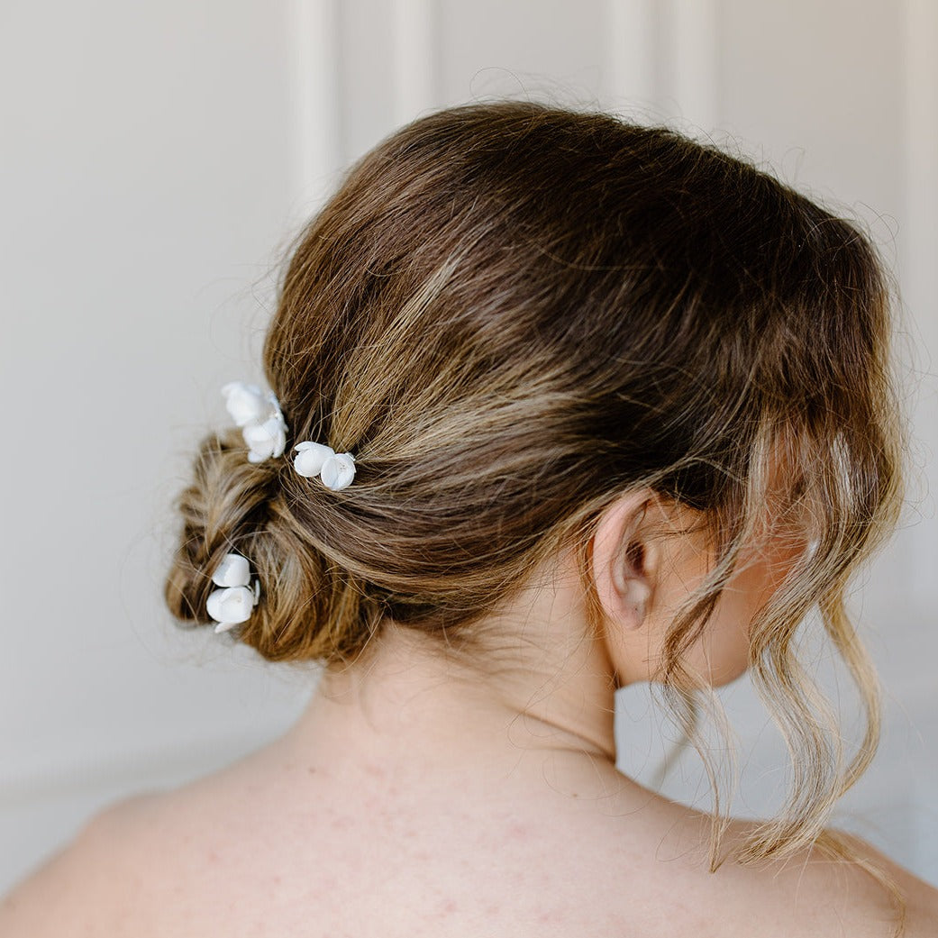 Ceramic Flower Hair Pins