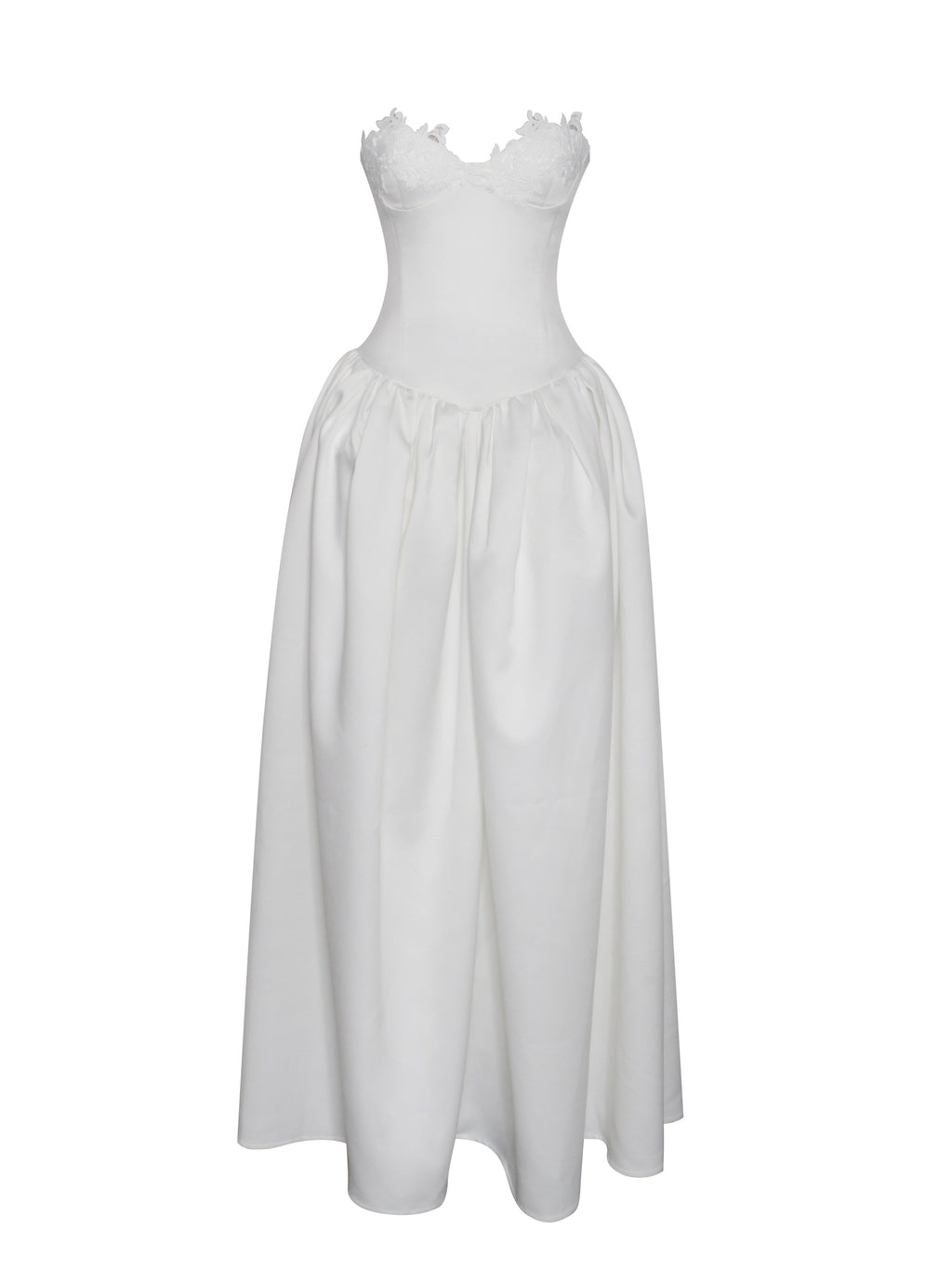 Naila Lace Trim Strapless Drop Waist Wedding Gown