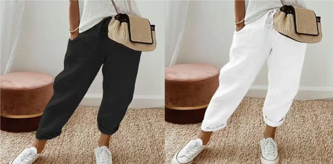 Women’s Cotton Linen Casual Pants – Solid Color Set2