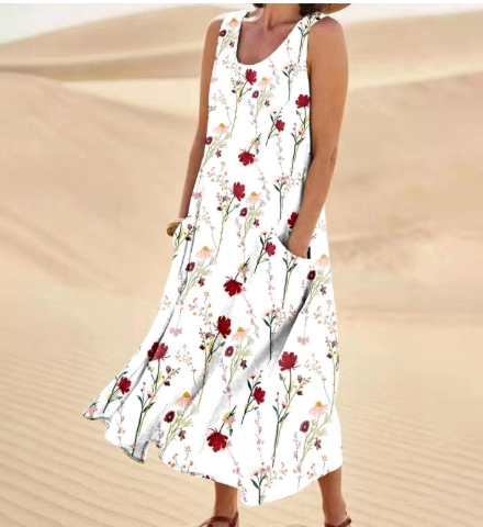 Women's Elegant Floral Print Two-Piece Set – Round Neck Top & Pants Style4