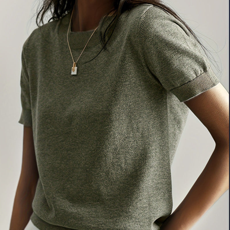 Women’s Soft Stretch Minimalist T-Shirt – Everyday Slim Fit Top Green