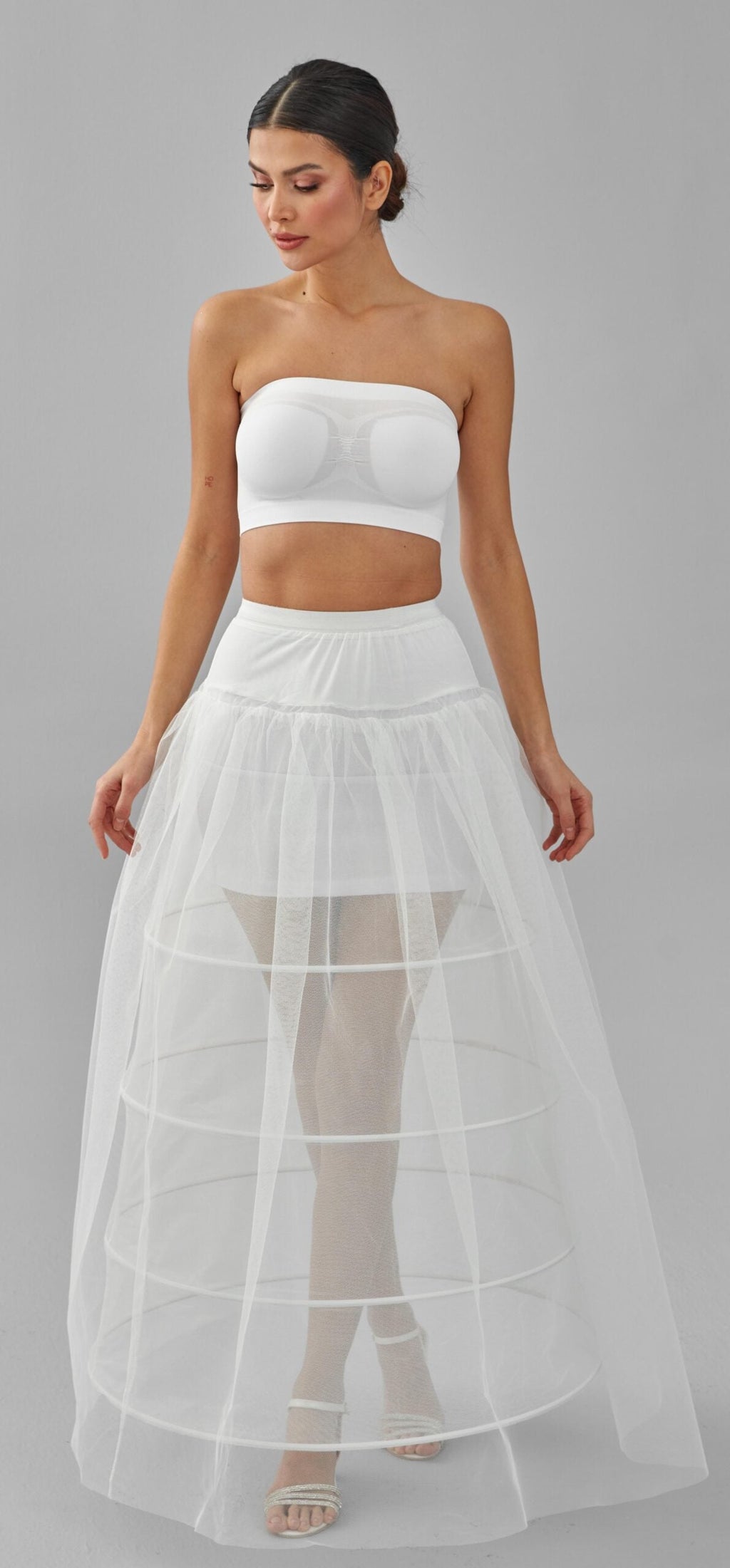 Crinoline, Wedding Dress Underskirt, White Petticoat Skirt, Four Hoop Skirt