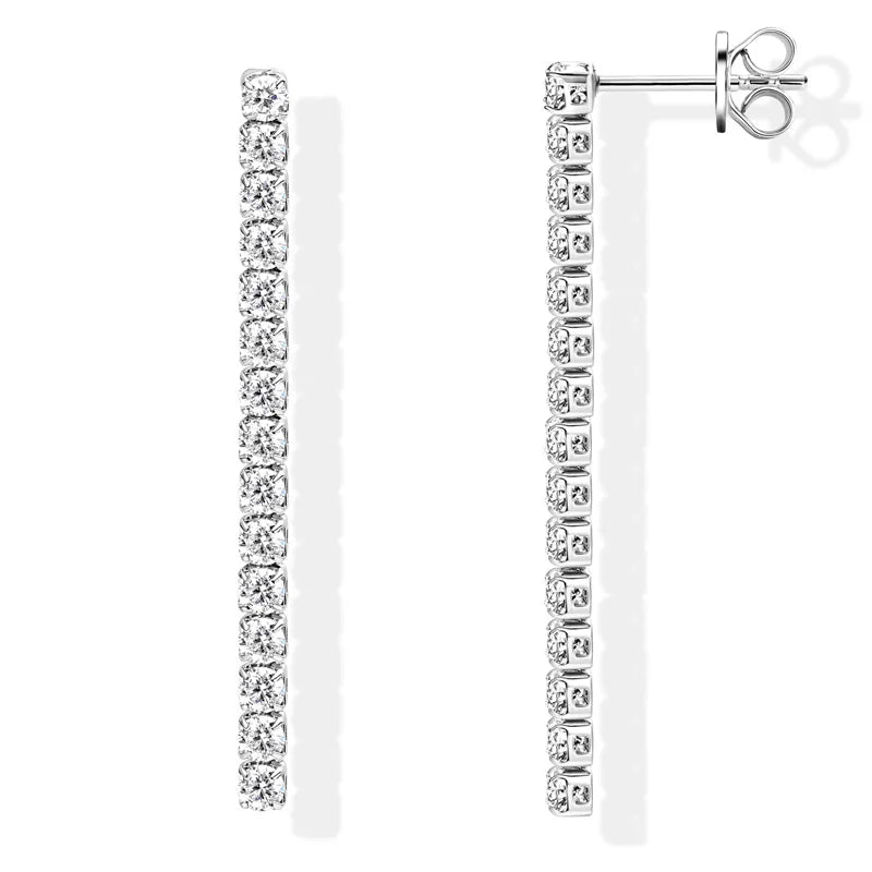 2.5mm Moissanite Tassel Stud Earrings 925 Sterling Silver Tennis Chain silver