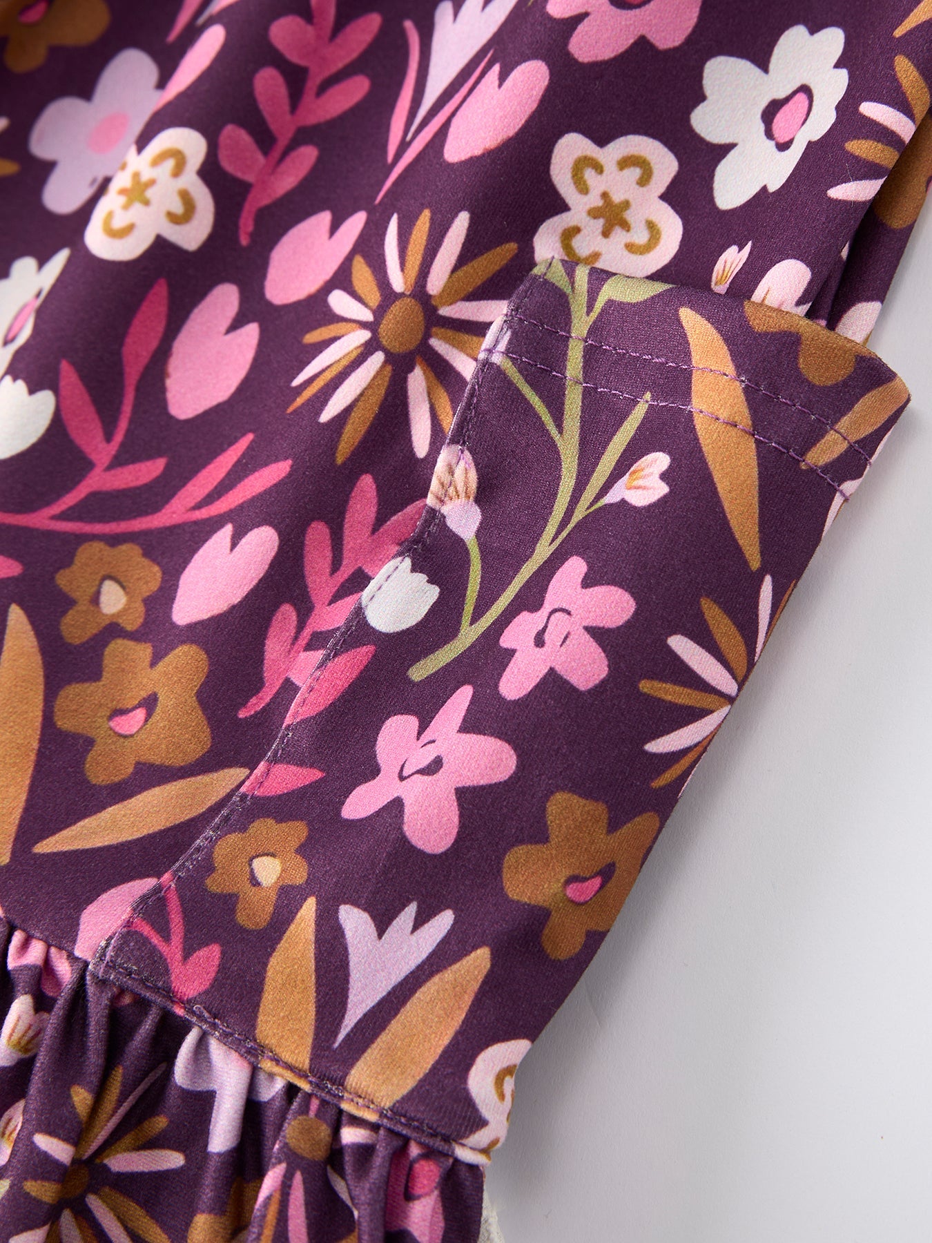 Retro Floral Print Short Sleeve Girls Dress with Pockets